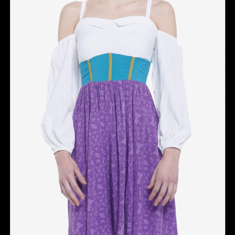 Disney White, Blue, and Purple Long Sleeve Dress Hutch Back of Norte Dame XS